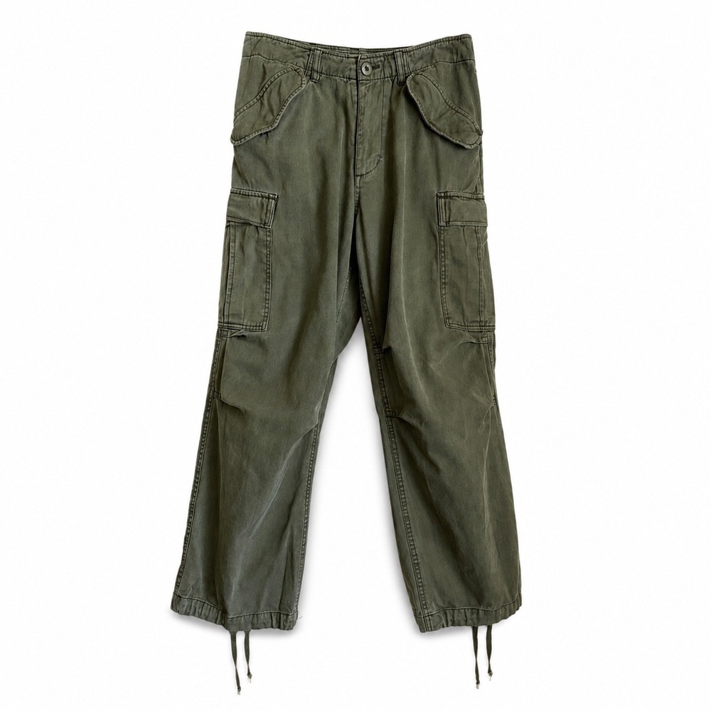 BDG Urban Outfitters Army Green Cotton Cargo Pants Adjustable Hem Size 4 Utility